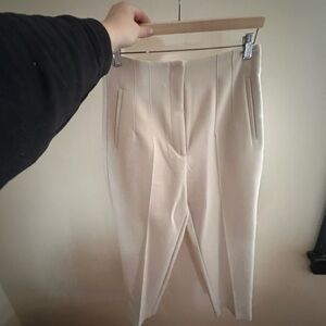 Zara Cream Pleated Trousers with Pockets